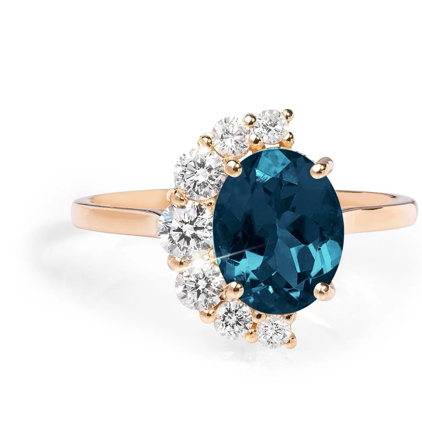 Moonlight Oval London Blue Topaz Ring - ARTSY SILVER