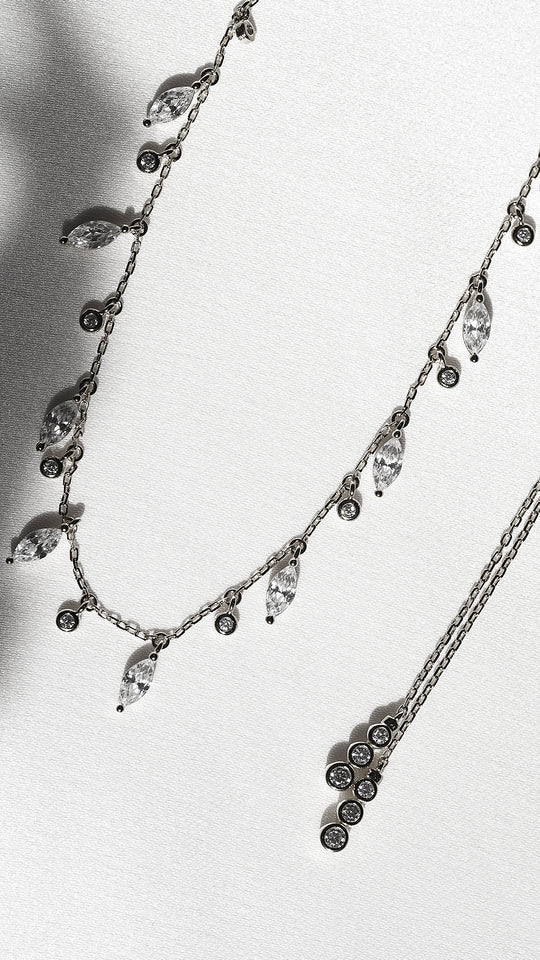 Diva Marquise Adjustable Necklace - ARTSY SILVER