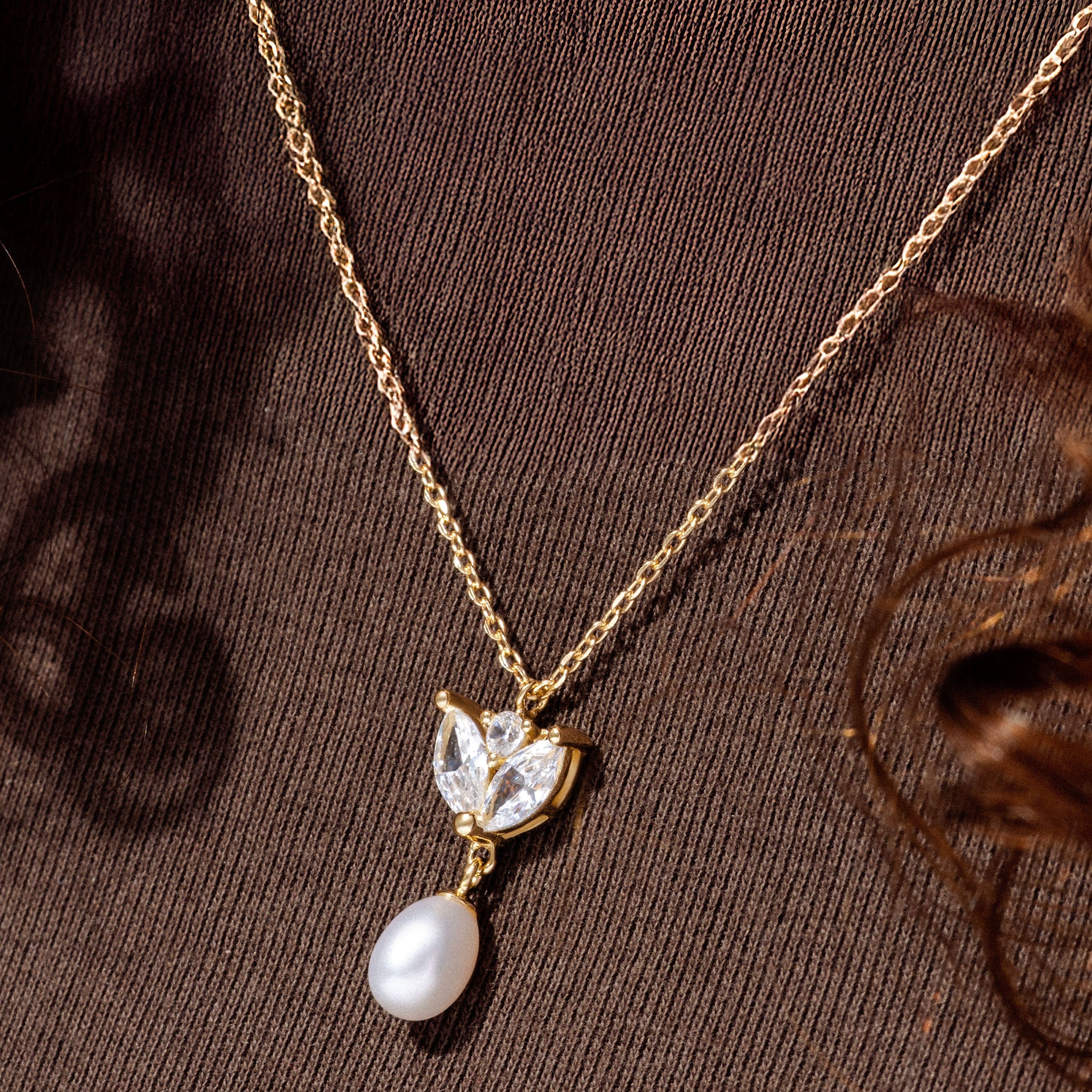 Marquise Pearl Necklace - ARTSY SILVER