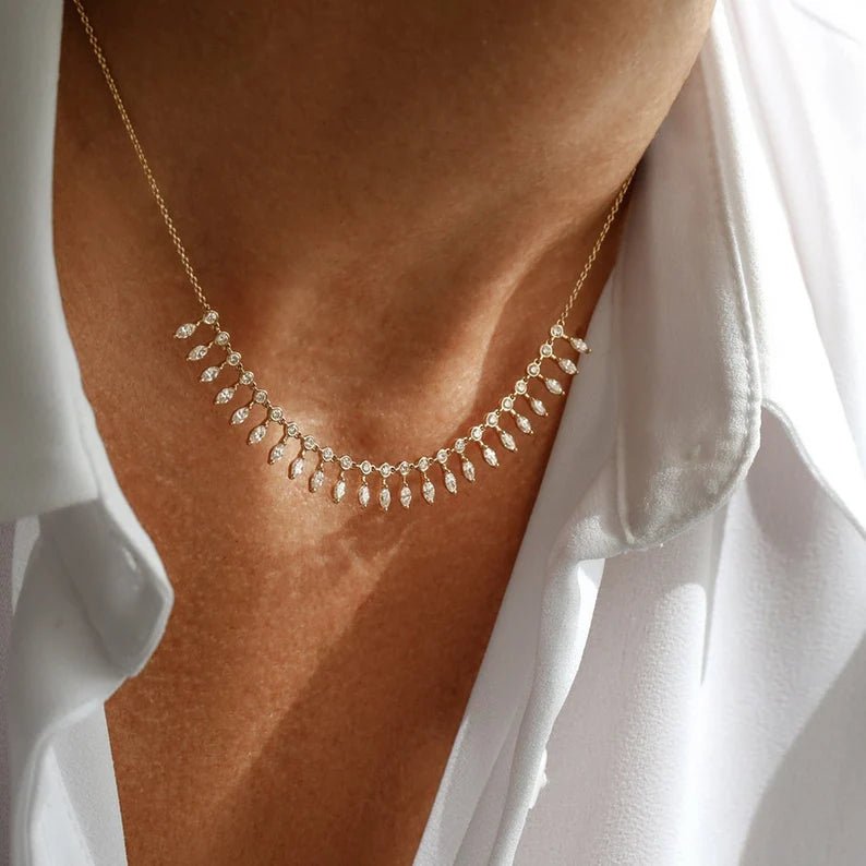 Queen’s Radiance Marquise Zircon Necklace - ARTSY SILVER