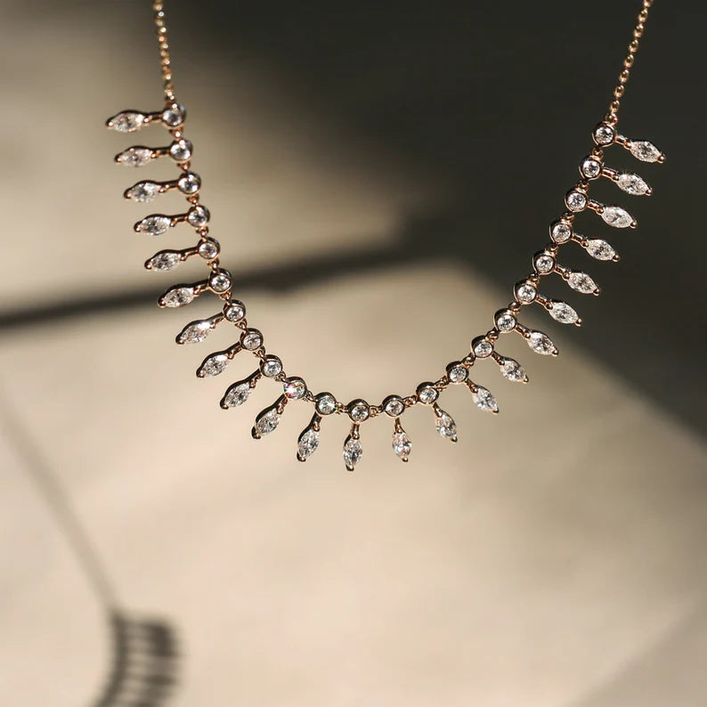 Marquise and Round Stones Necklace