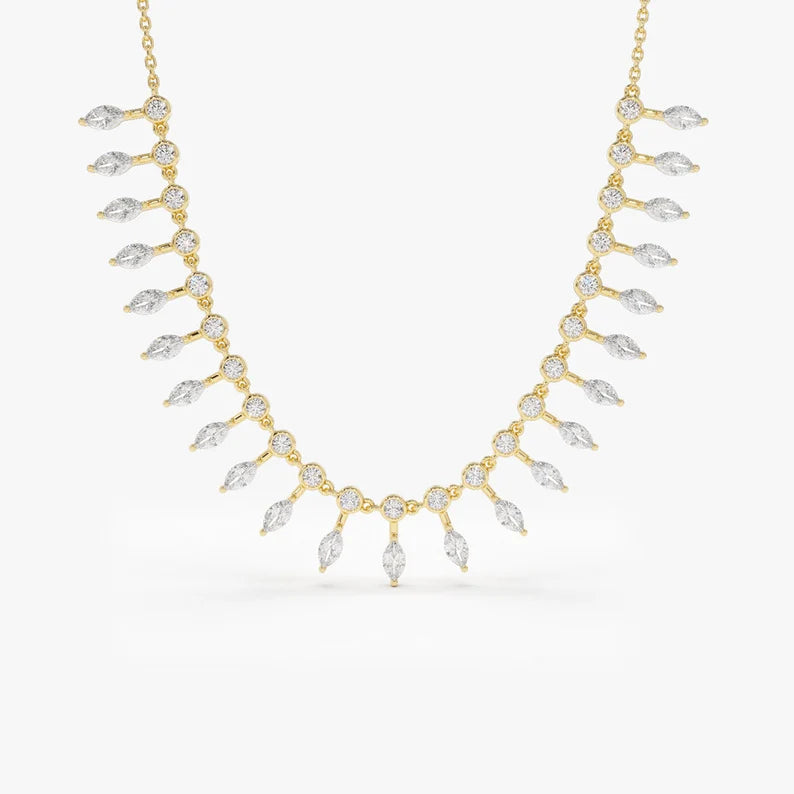Marquise and Round Stones Necklace