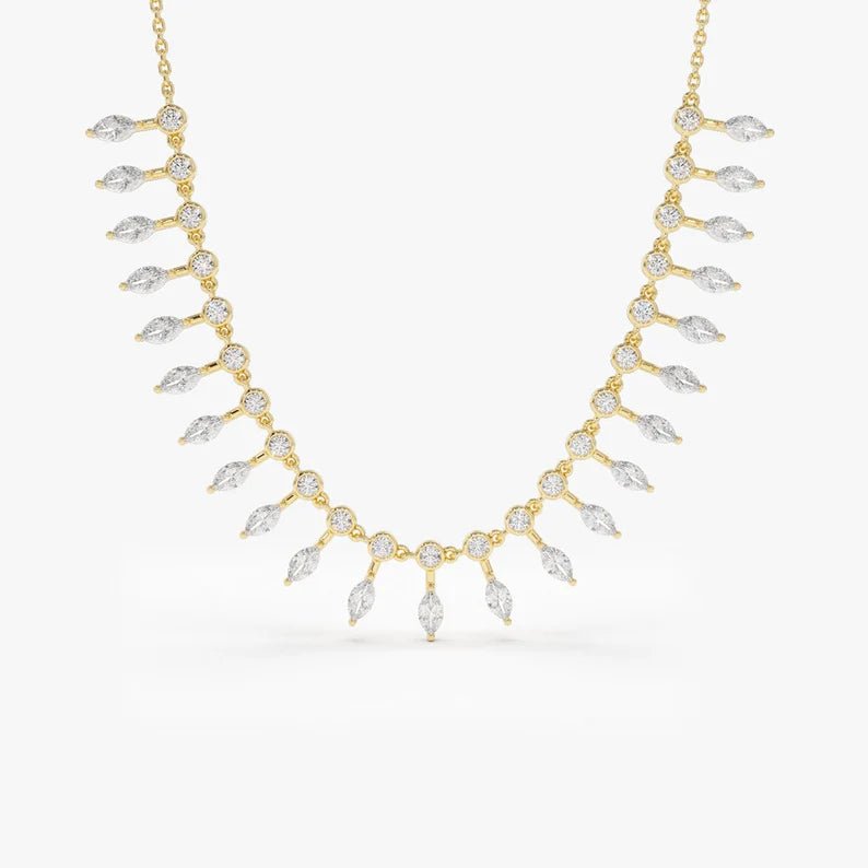 Queen’s Radiance Marquise Zircon Necklace - ARTSY SILVER