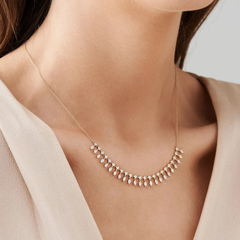 Marquise and Round Stones Necklace