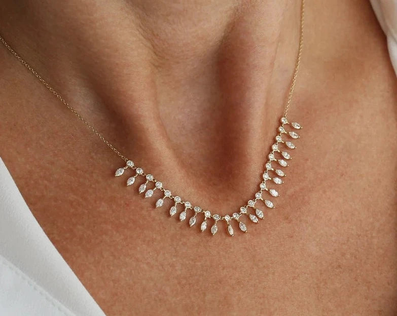 Marquise and Round Stones Necklace