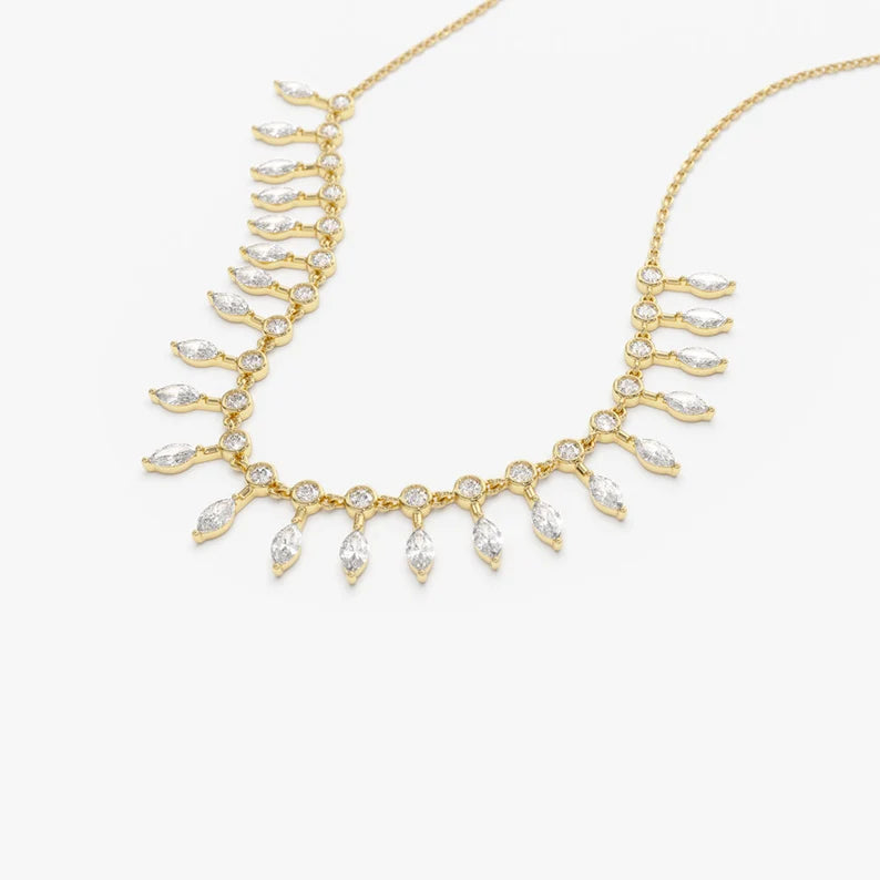 Marquise and Round Stones Necklace