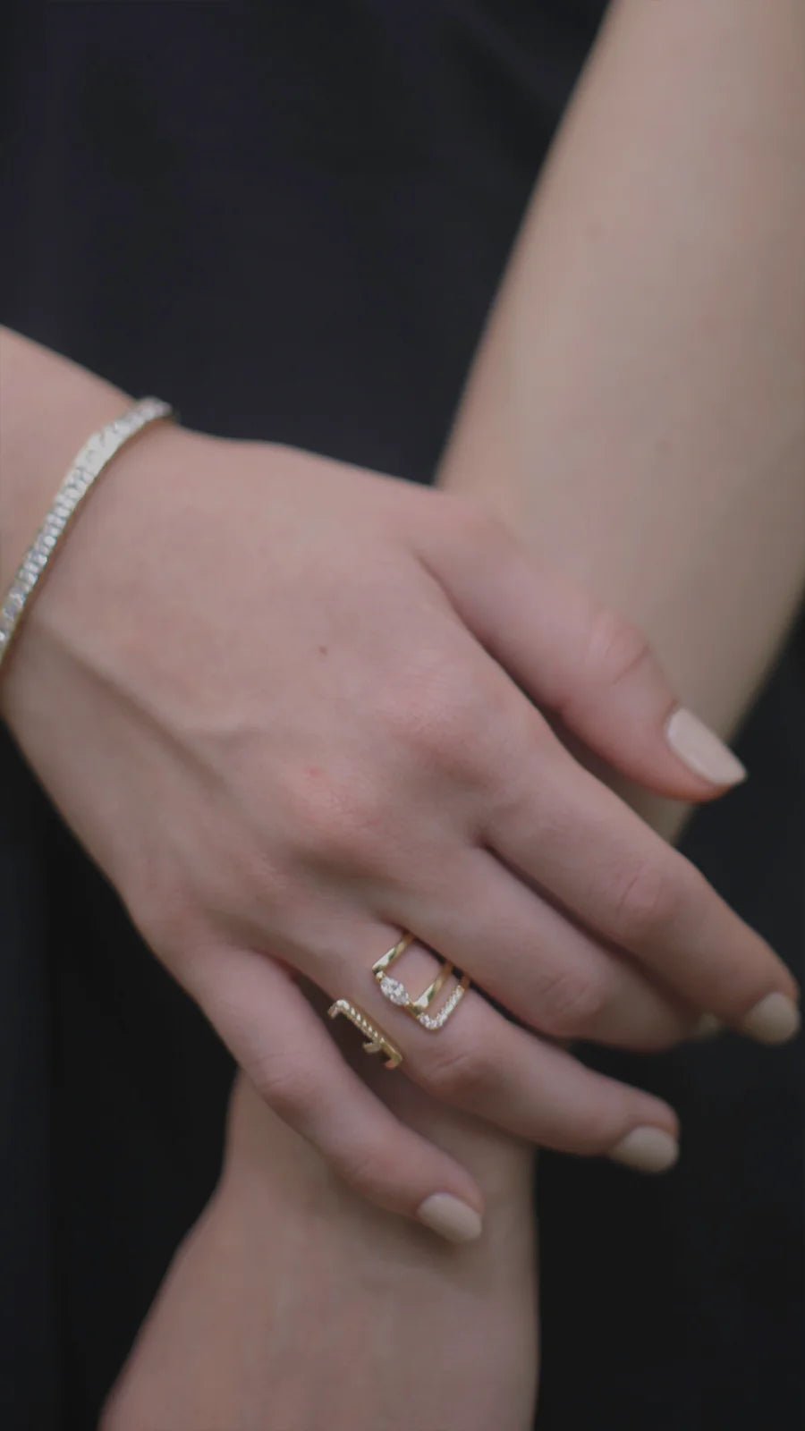 Marquise Cut Zircon Open Ring - ARTSY SILVER