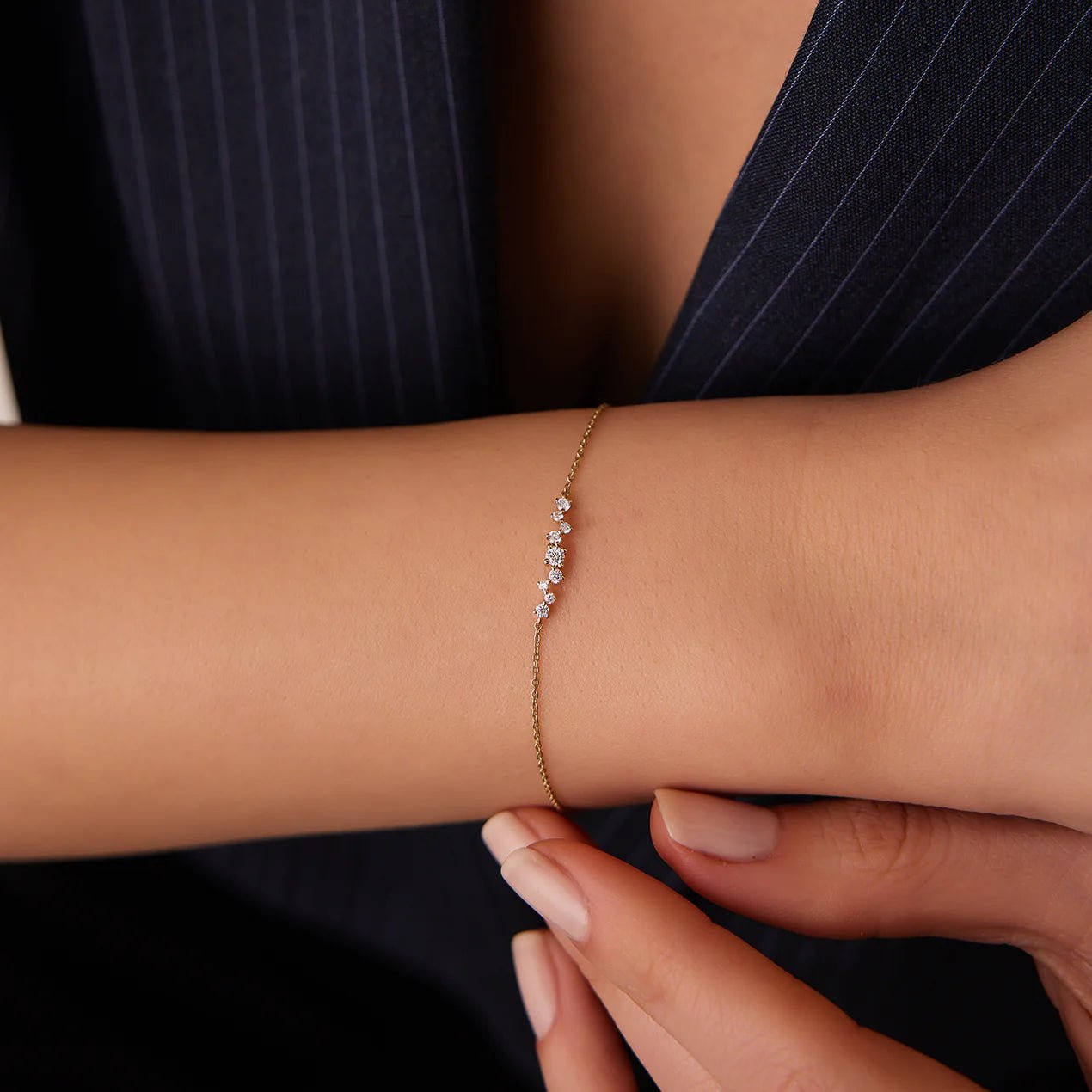 Multi Zircon Stones Gold Plated Bracelet - ARTSY SILVER