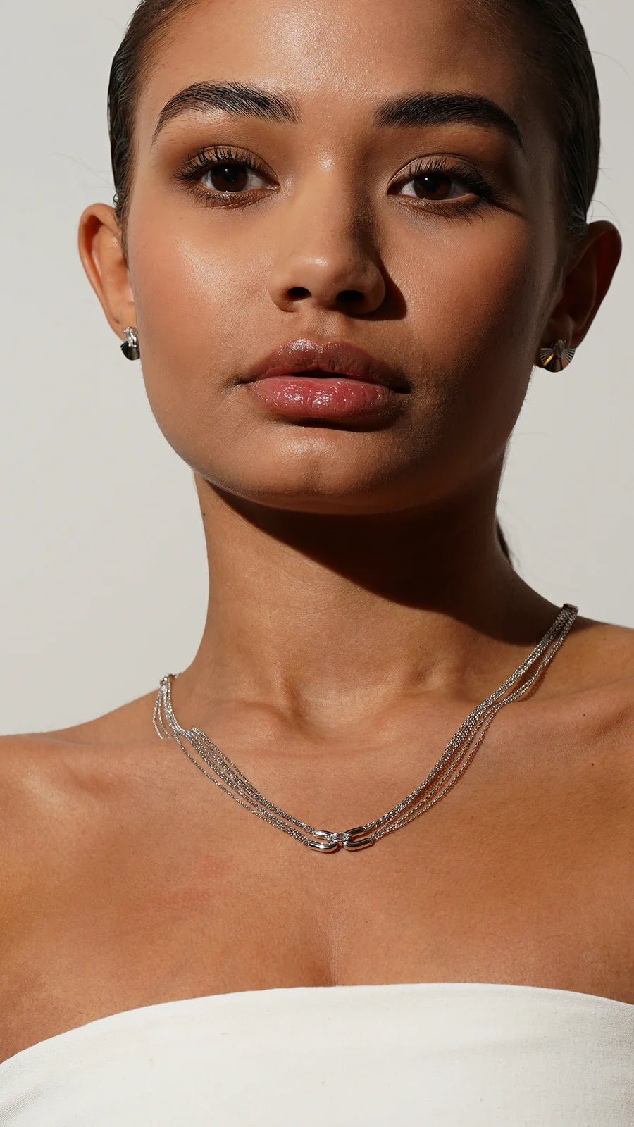 Silver Multi Chain Necklace And Earrings Set - ARTSY SILVER
