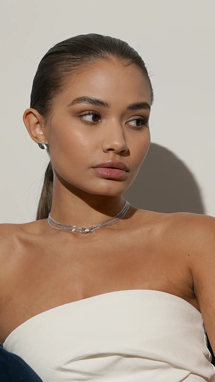 Silver Multi Chain Necklace And Earrings Set - ARTSY SILVER