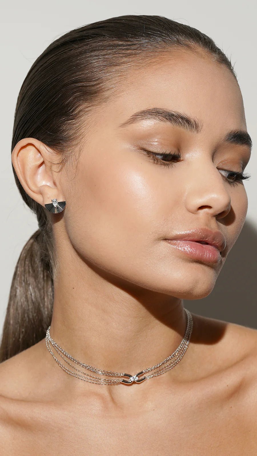 Silver Multi Chain Necklace And Earrings Set - ARTSY SILVER