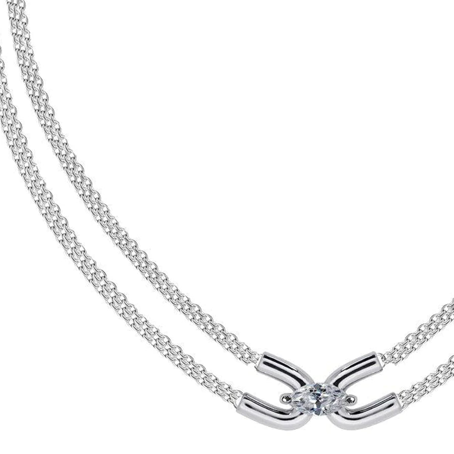 Silver Multi Chain Necklace And Earrings Set - ARTSY SILVER