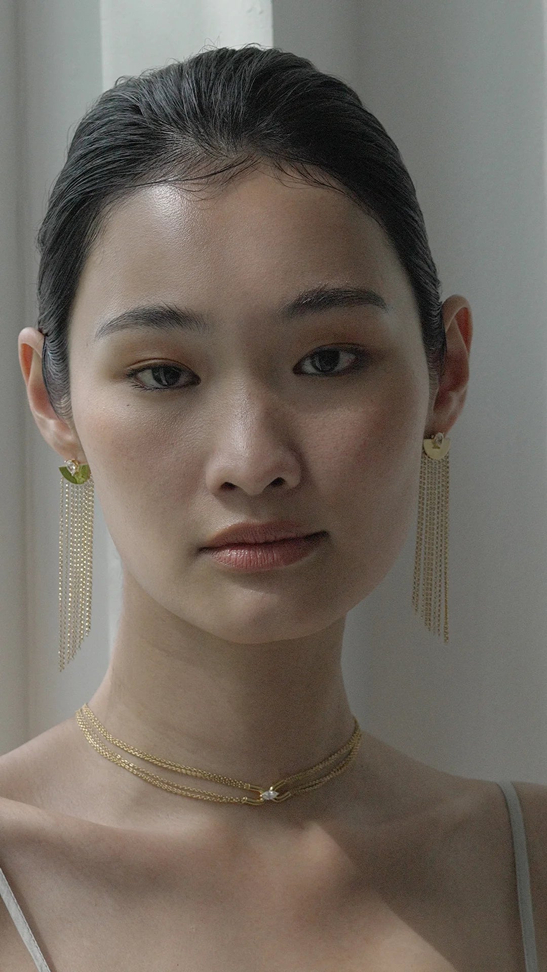 Multi Chains Pear Cut Stone Earrings - ARTSY SILVER