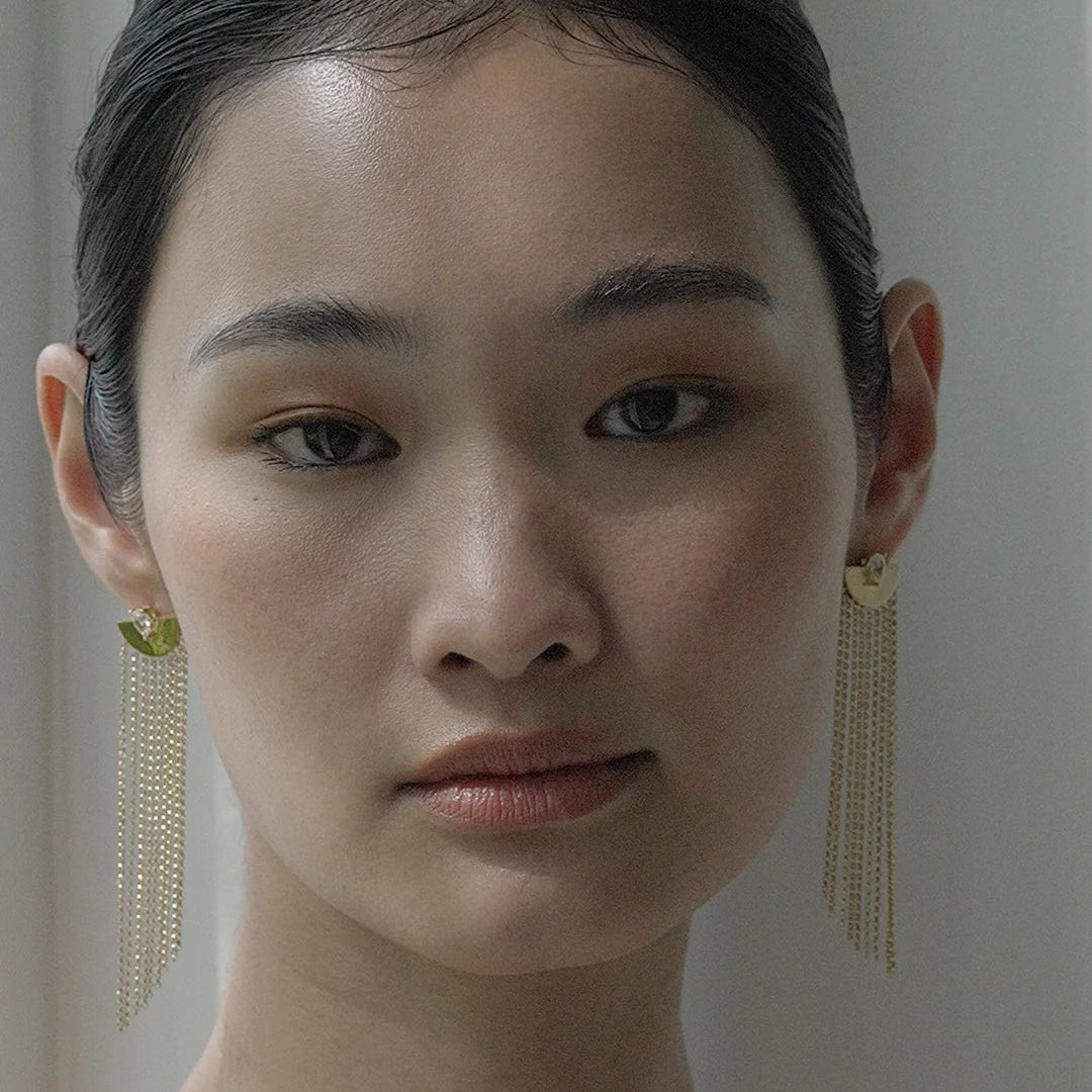 Multi Chains Pear Cut Stone Earrings - ARTSY SILVER