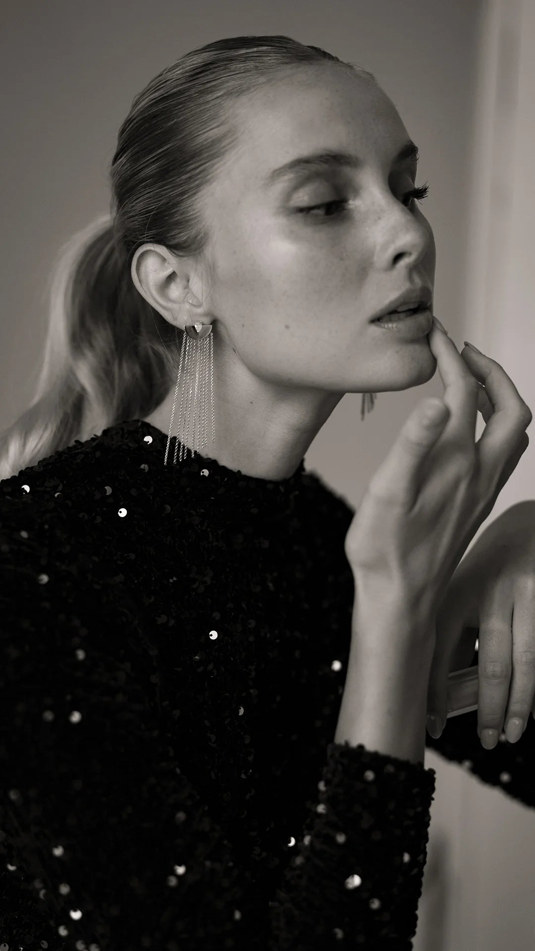 Multi Chains Pear Cut Stone Earrings - ARTSY SILVER