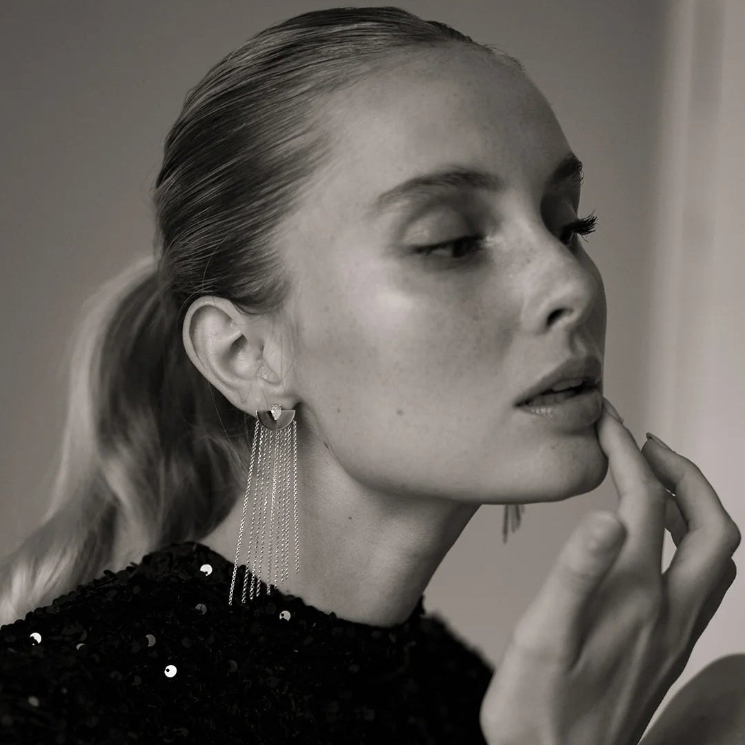 Multi Chains Necklace & Earrings Set - ARTSY SILVER