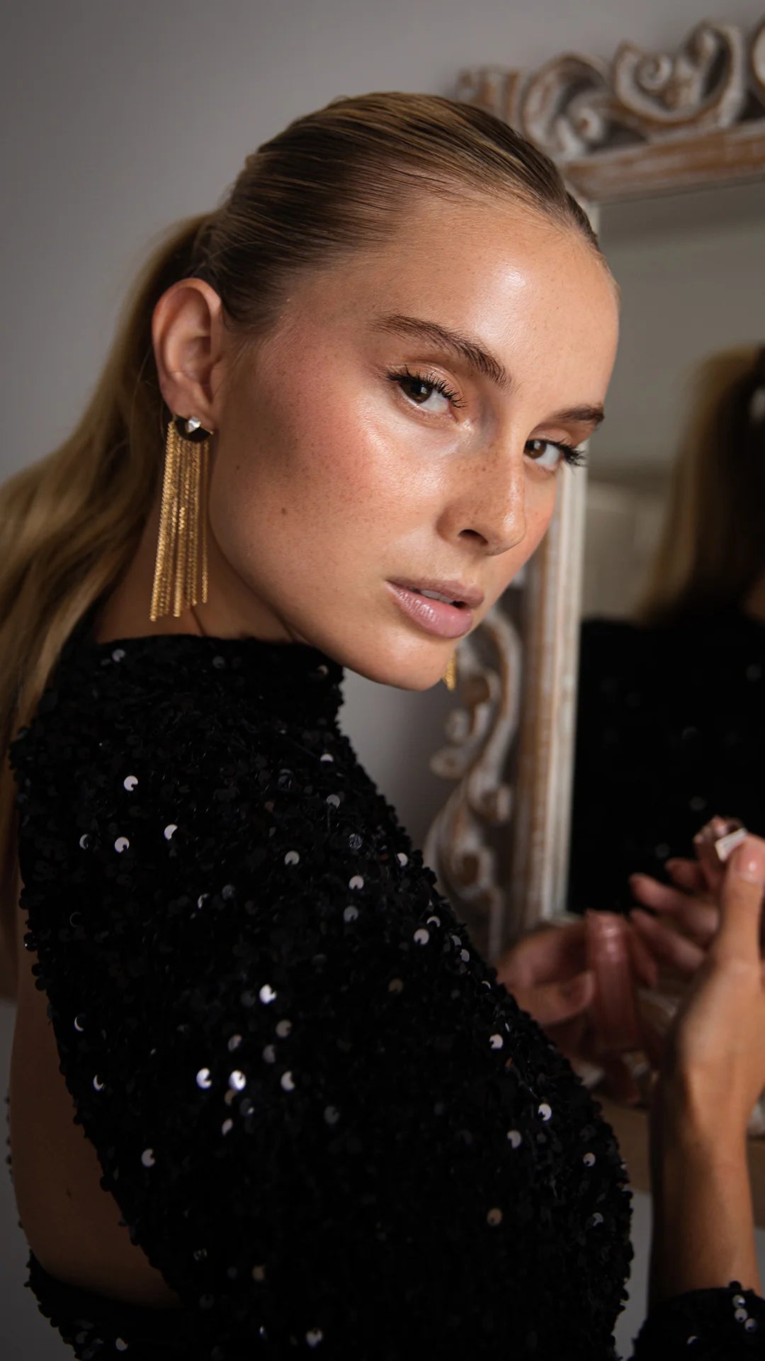 Multi Chains Pear Cut Stone Earrings - ARTSY SILVER