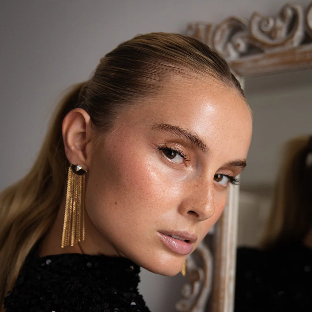 Multi Chains Pear Cut Stone Earrings - ARTSY SILVER