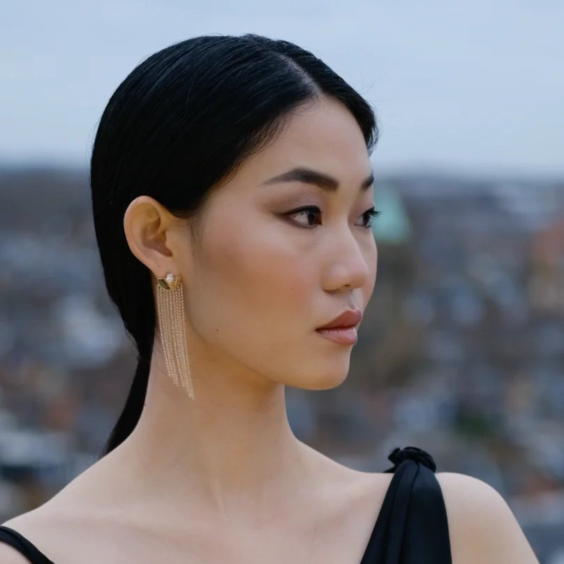 Multi Chains Necklace & Earrings Set - ARTSY SILVER