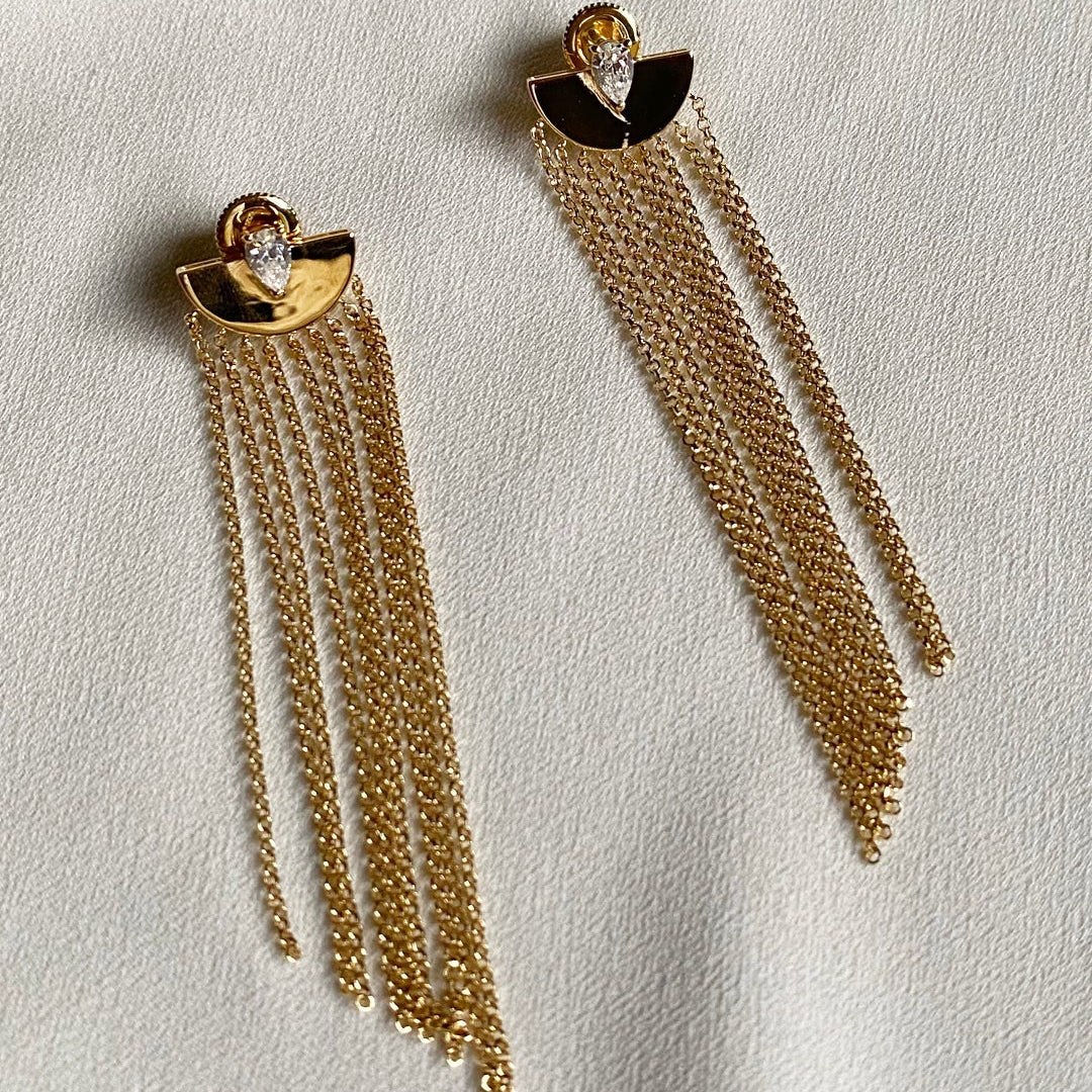 Multi Chains Necklace & Earrings Set - ARTSY SILVER