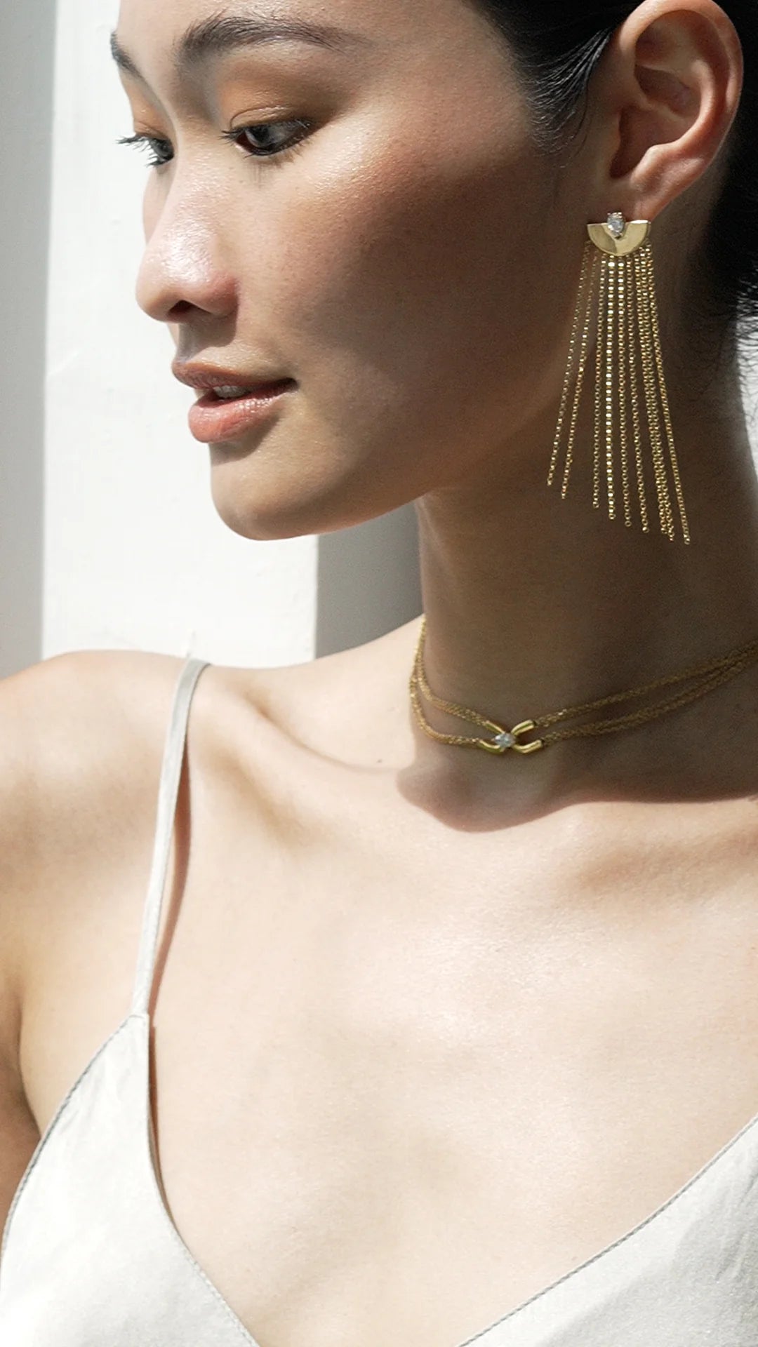 Multi Chains Necklace & Earrings Set - ARTSY SILVER