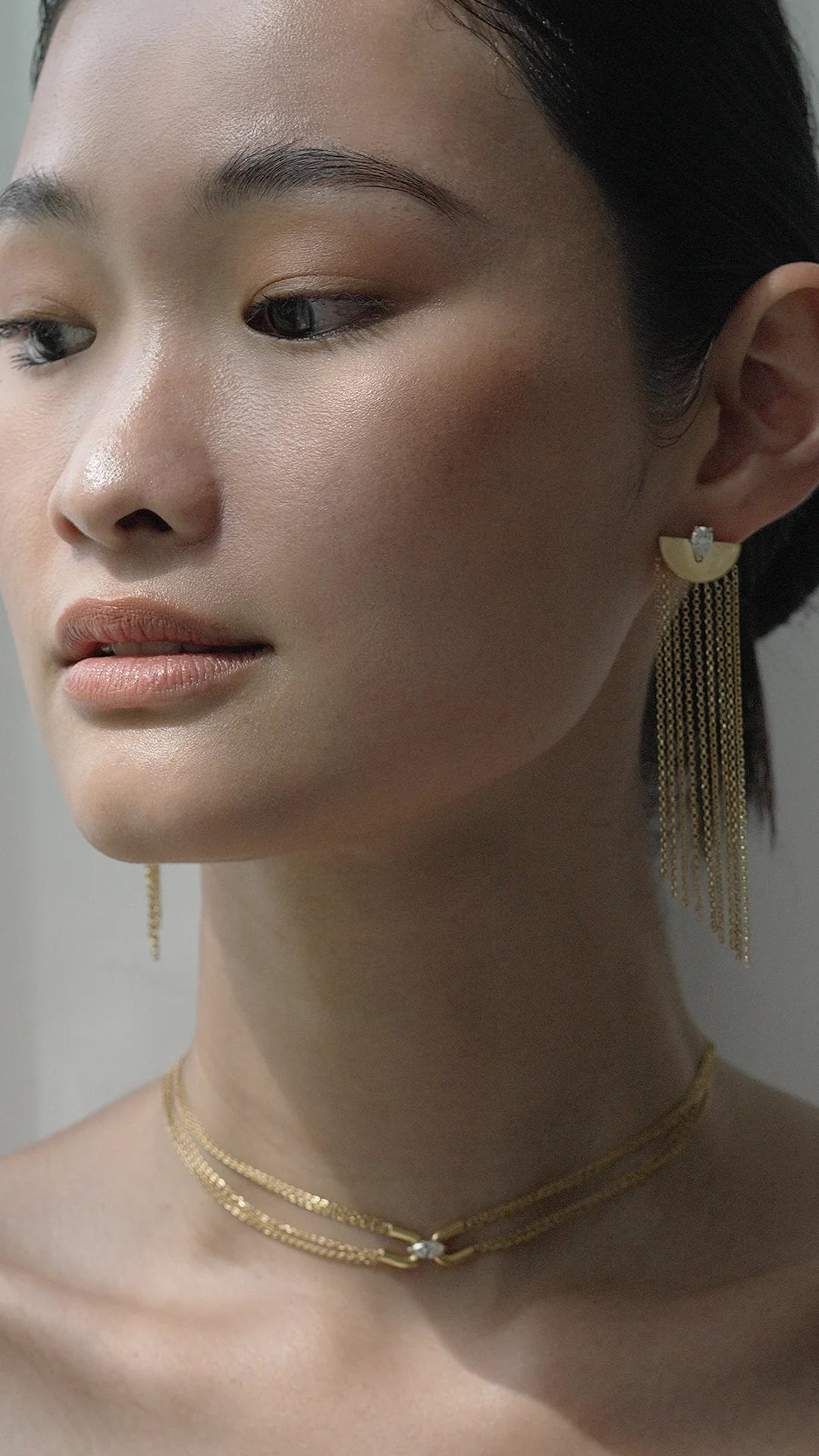 Multi Chains Necklace & Earrings Set - ARTSY SILVER