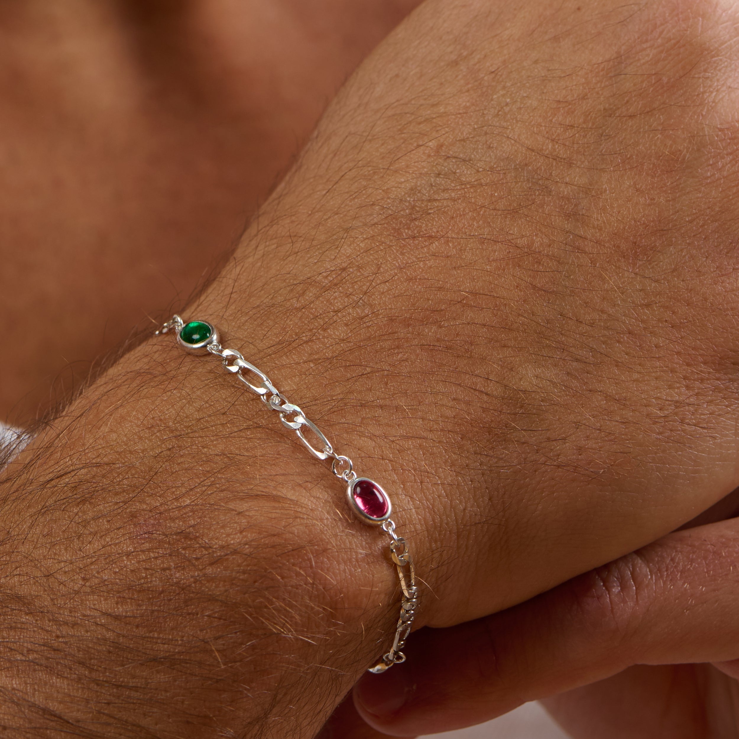 Multi Stone Figaro Men’s Bracelet