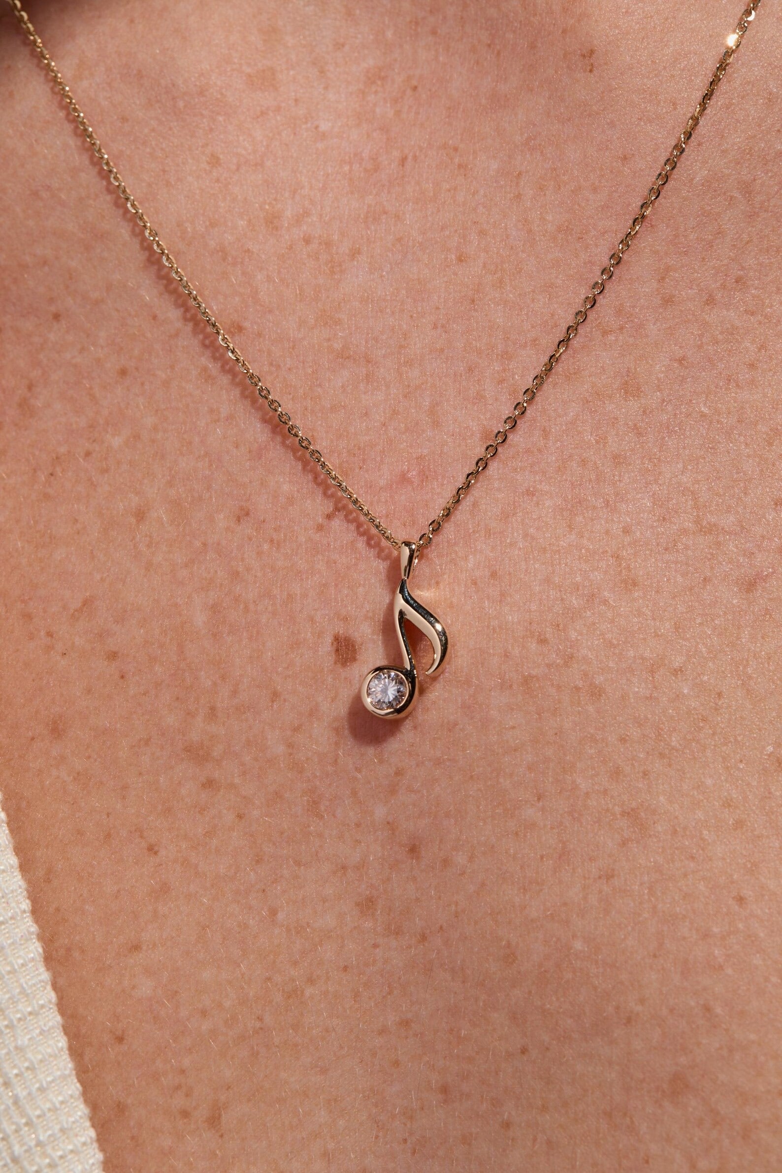 Musical Note Zircon Necklace - ARTSY SILVER