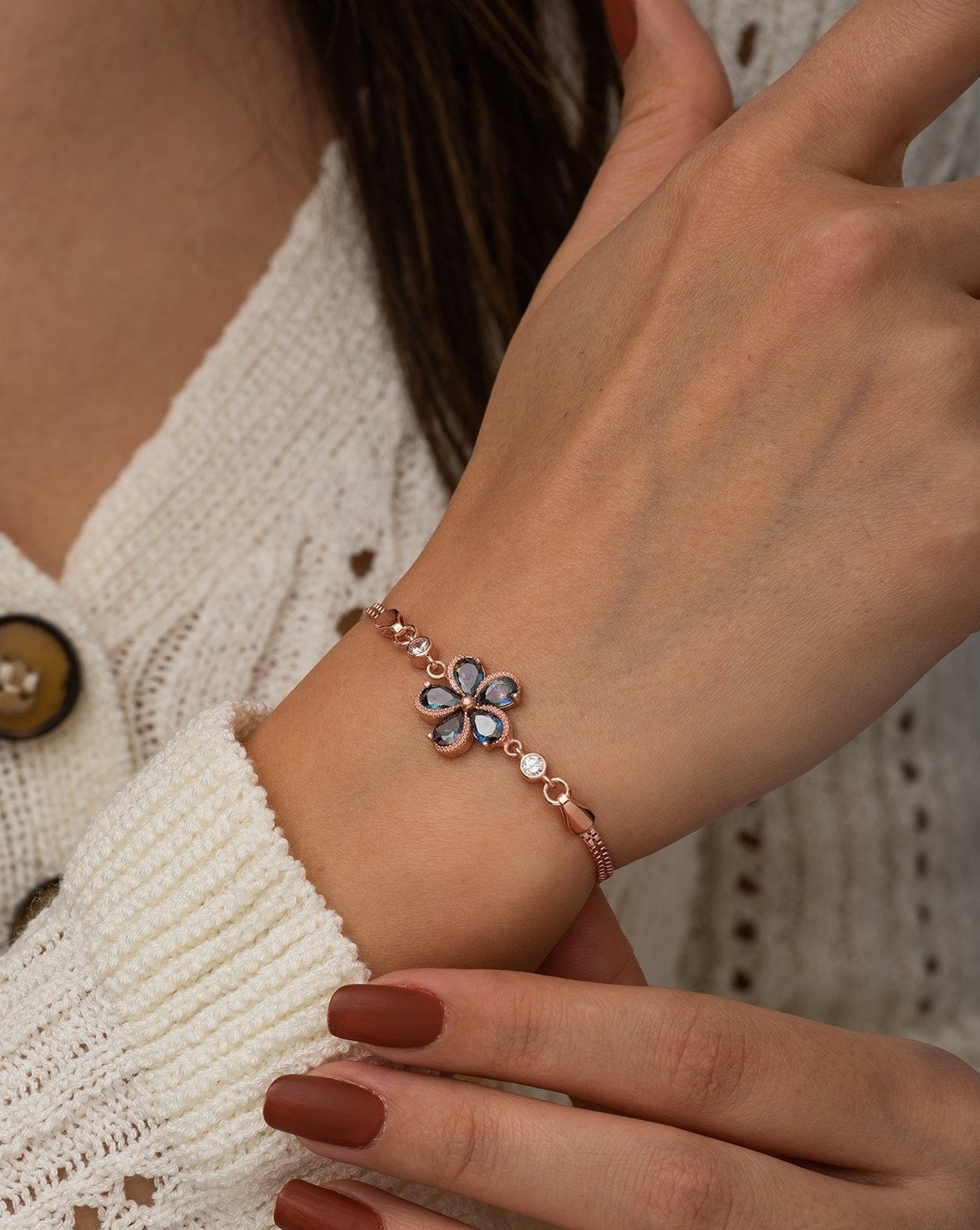 Mystic Topaz Stone Flower Bracelet