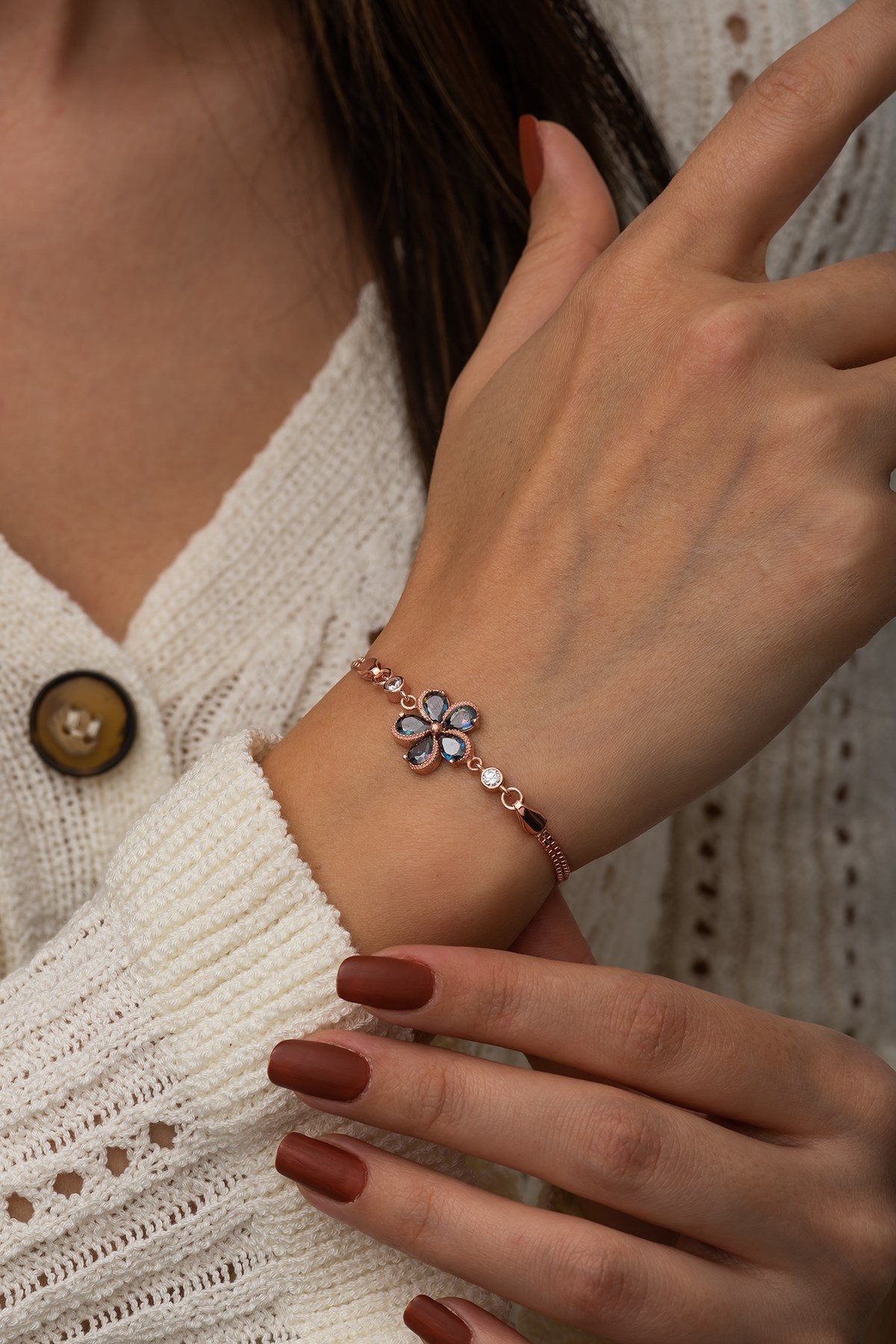 Mystic Topaz Stone Flower Bracelet