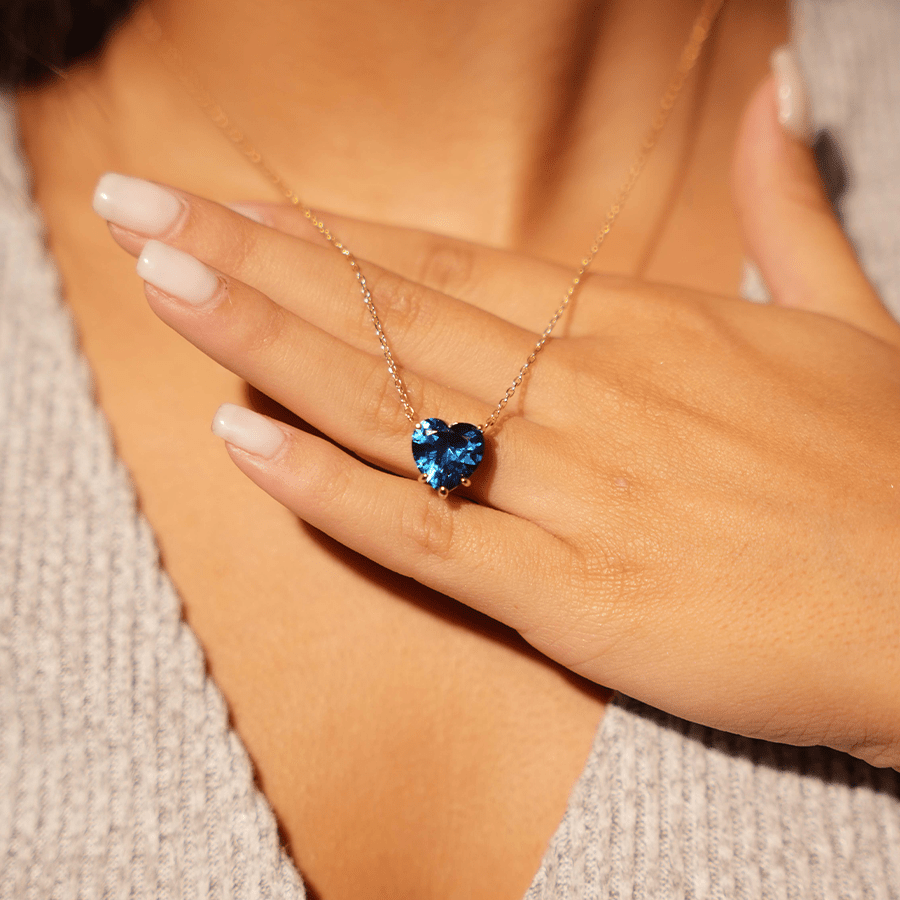 Adore You Aquamarine Necklace - ARTSY SILVER