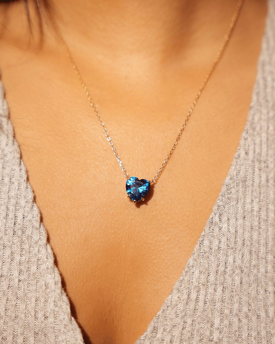 Adore You Aquamarine Necklace - ARTSY SILVER
