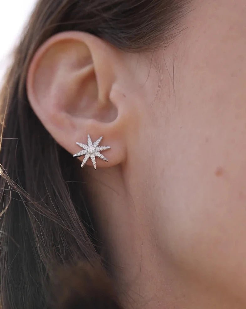 North Star Studs Silver Earrings - ARTSY SILVER
