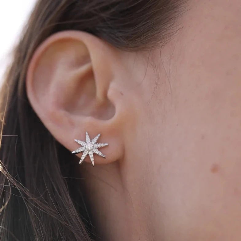North Star Studs Silver Earrings - ARTSY SILVER