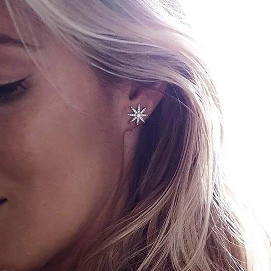 North Star Studs Silver Earrings - ARTSY SILVER