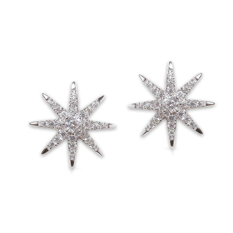 North Star Studs Silver Earrings - ARTSY SILVER