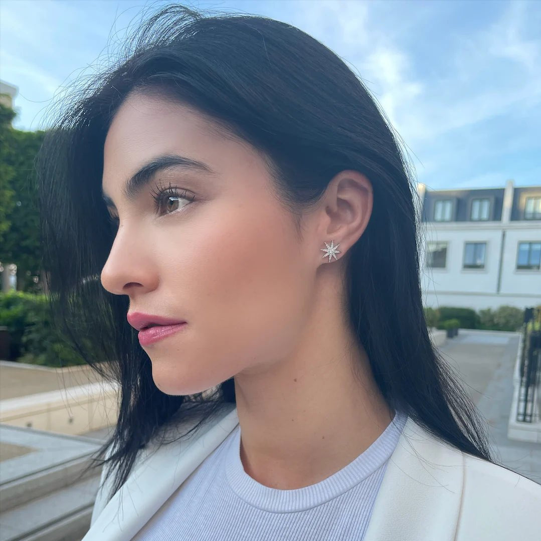 North Star Studs Silver Earrings - ARTSY SILVER