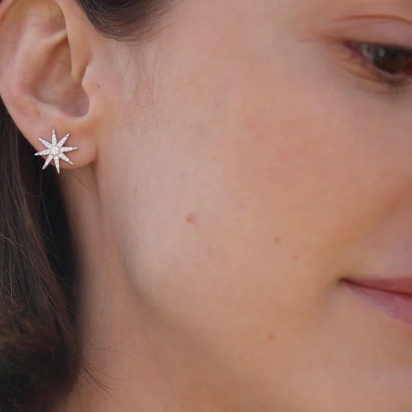 North Star Studs Silver Earrings - ARTSY SILVER