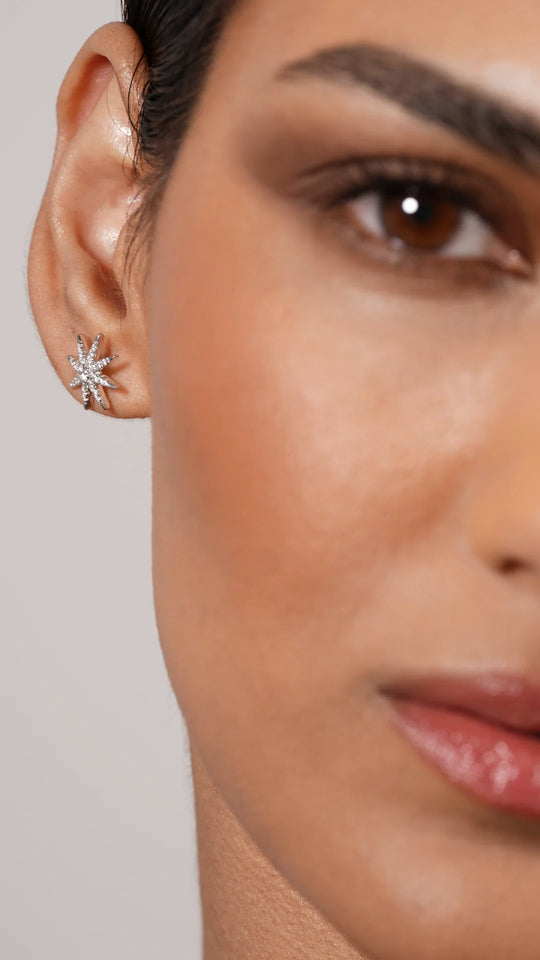North Star Studs Silver Earrings