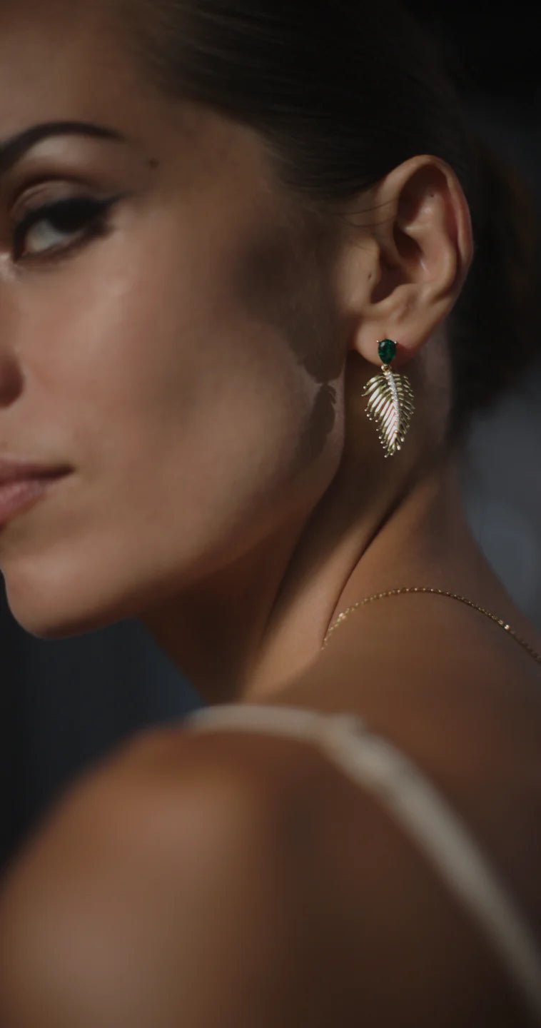 Palma Emerald Stone Earrings - ARTSY SILVER