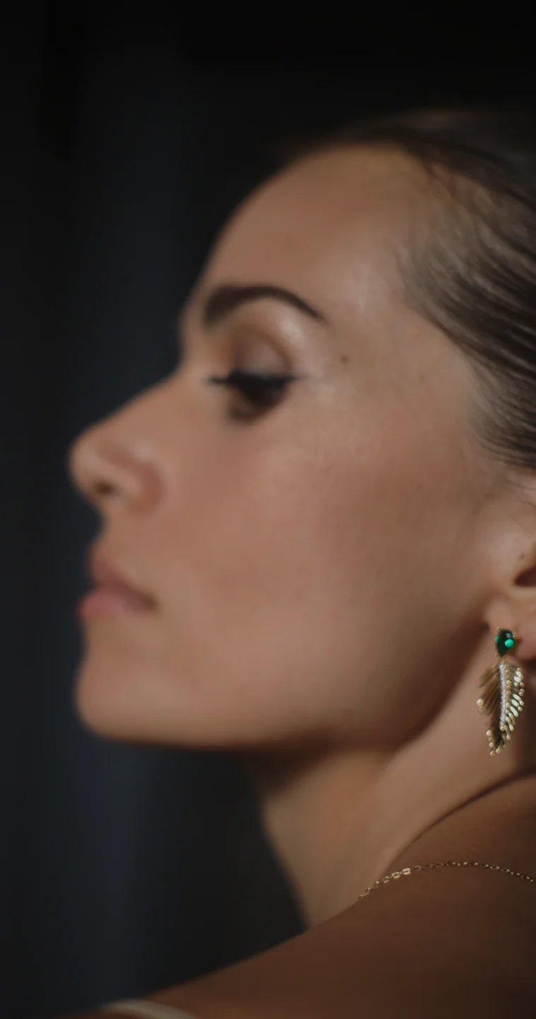 Palma Emerald Stone Earrings - ARTSY SILVER