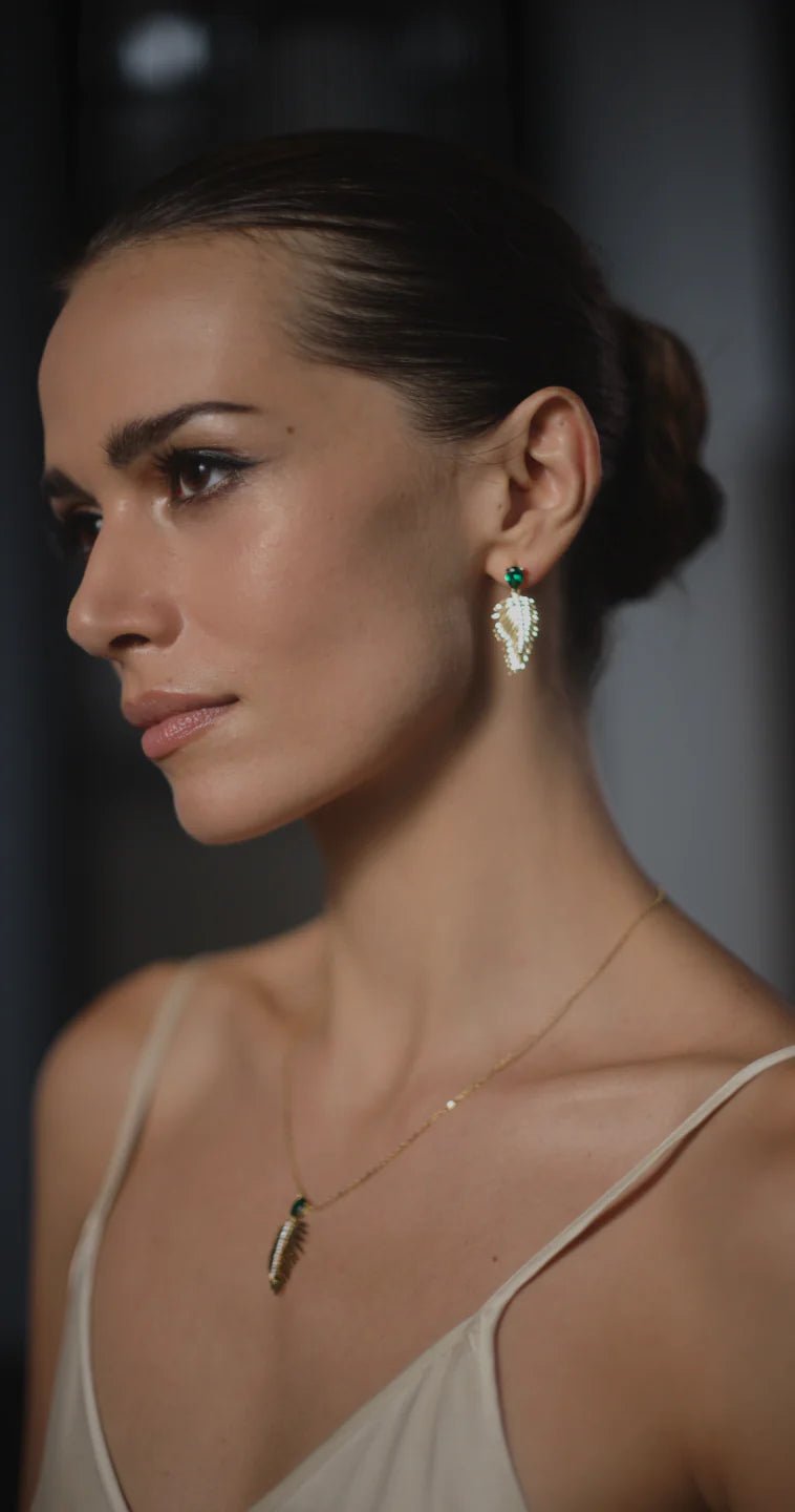 Palma Emerald Stone Earrings - ARTSY SILVER