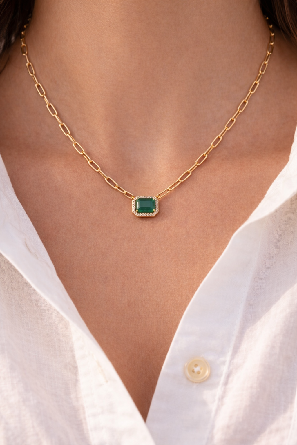 Paperclip Emerald Necklace