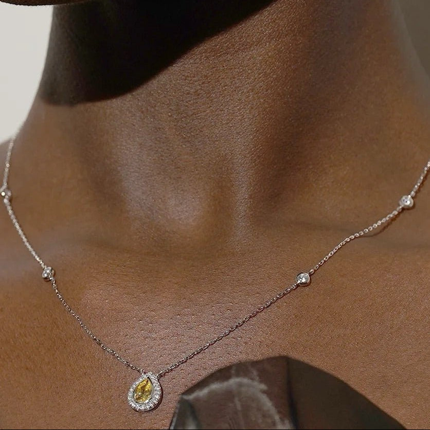 Pastille Yellow Zircon Necklace - ARTSY SILVER