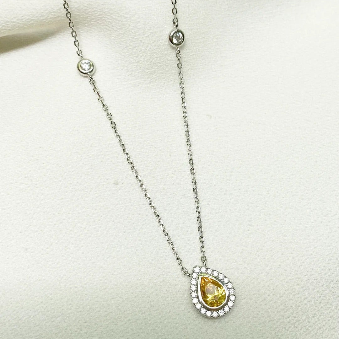Pastille Yellow Zircon Necklace - ARTSY SILVER