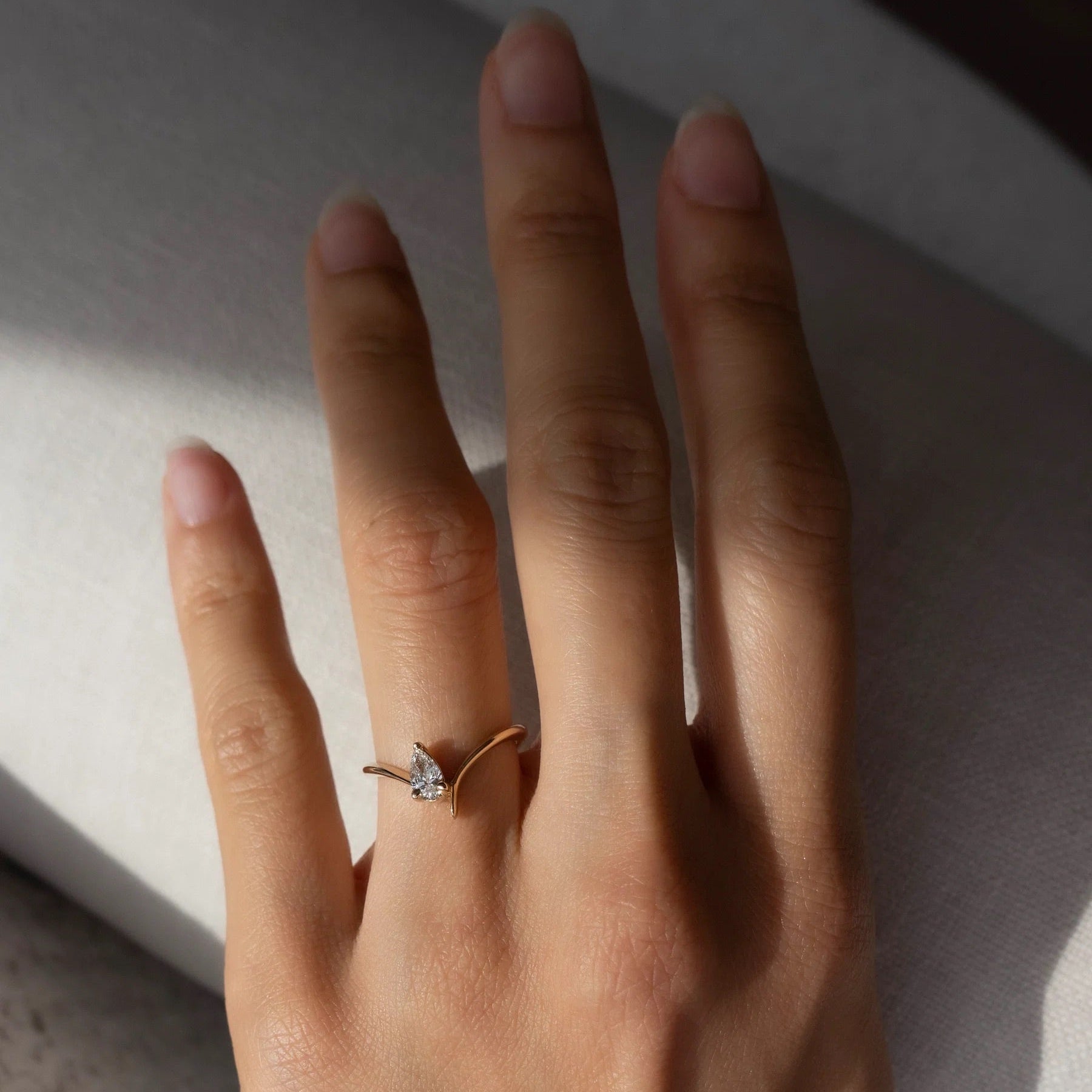 Eve Pear Zircon Ring - ARTSY SILVER