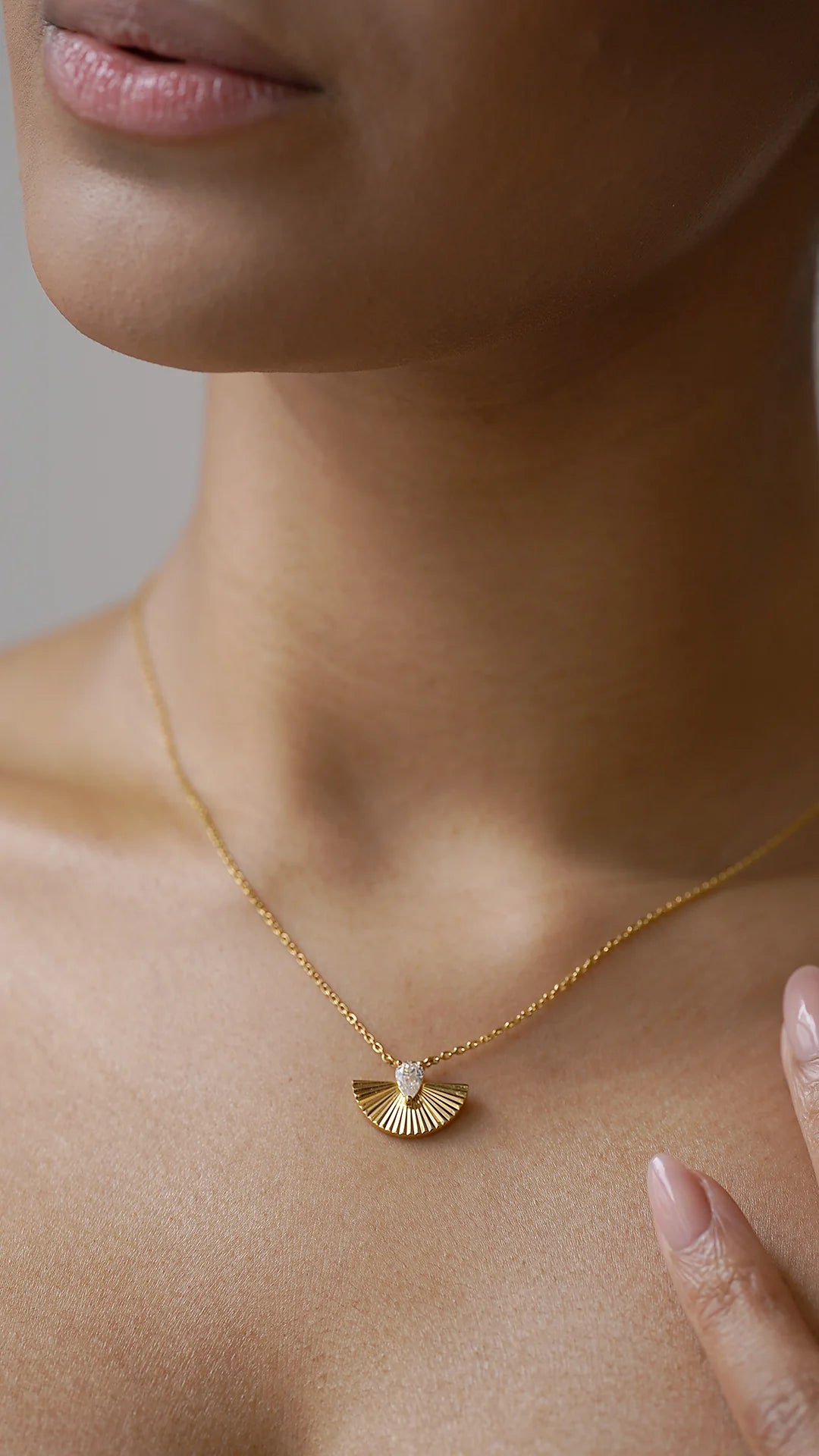 Pear Zircon Stone Gold Plated Necklace