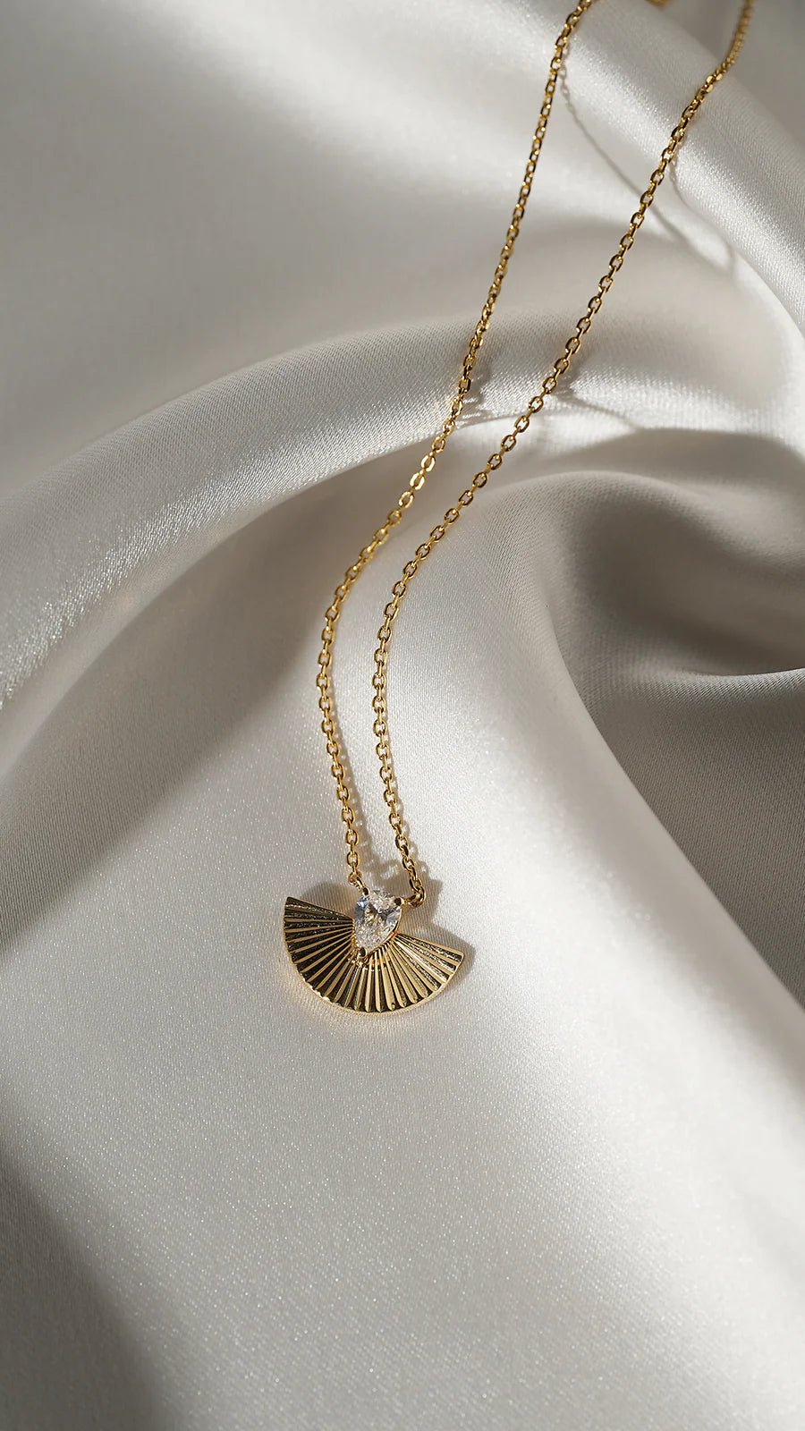 Fanned Zircon Stone Necklace Gold Plated - ARTSY SILVER