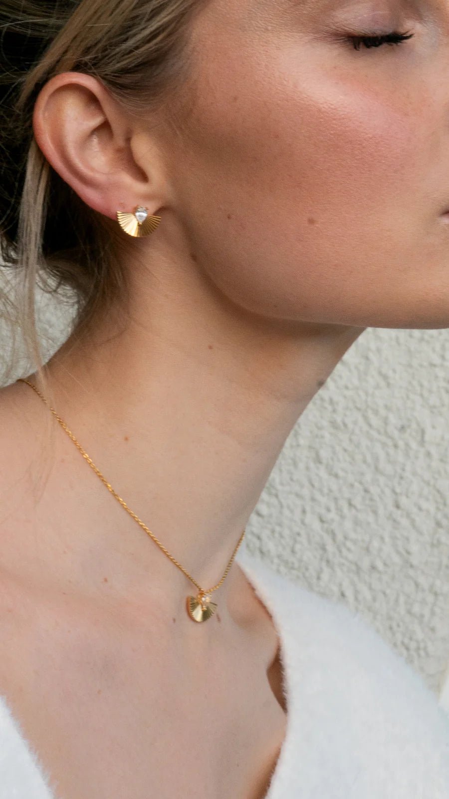 Fanned Zircon Stone Necklace Gold Plated - ARTSY SILVER