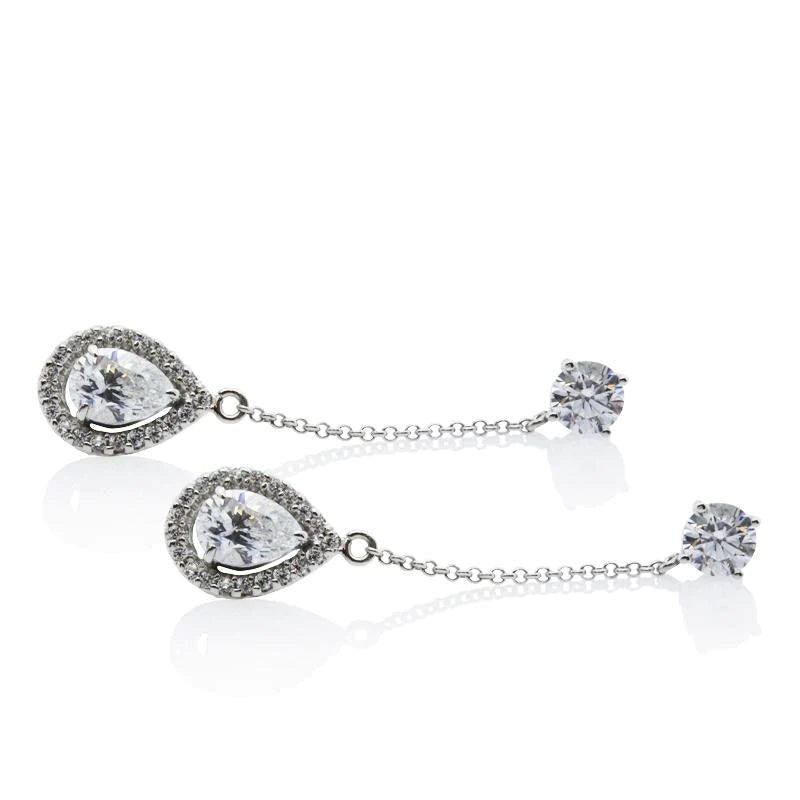 Pear Borderset Drop Earrings - ARTSY SILVER